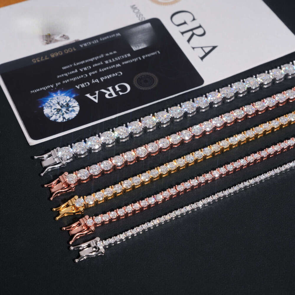 High-Quality Pass Drill Tester Hip-Hop Pure Sier 2mm 3mm 4mm 5mm 6.5mm Silicon Stone Tennis Chain Bracelet