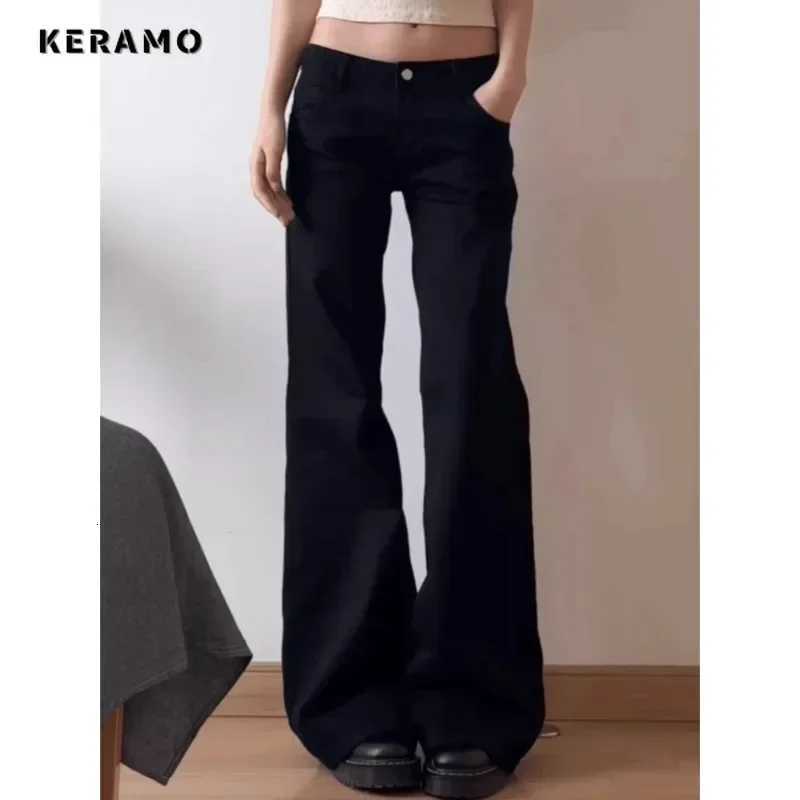 Normcore Y2K Baggy Black Denim Trouser Washed Vintage Casual Minimalist Pants Grunge High Waist Solid Color Street Retro Jeans Z250910