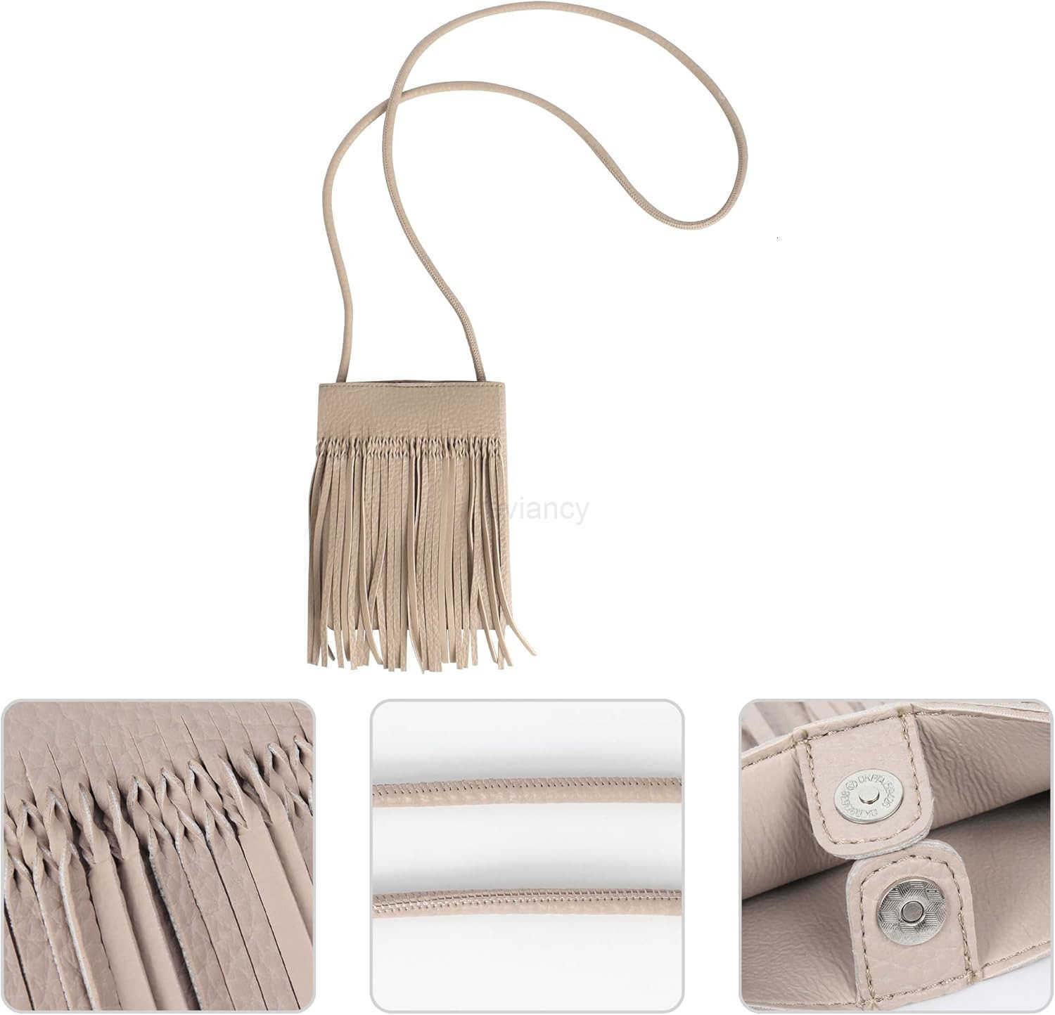 Womens Mini Fringed Crossbody Shoulder Bag Leather Cellphone Bag Tassel Wallet PurseW250909