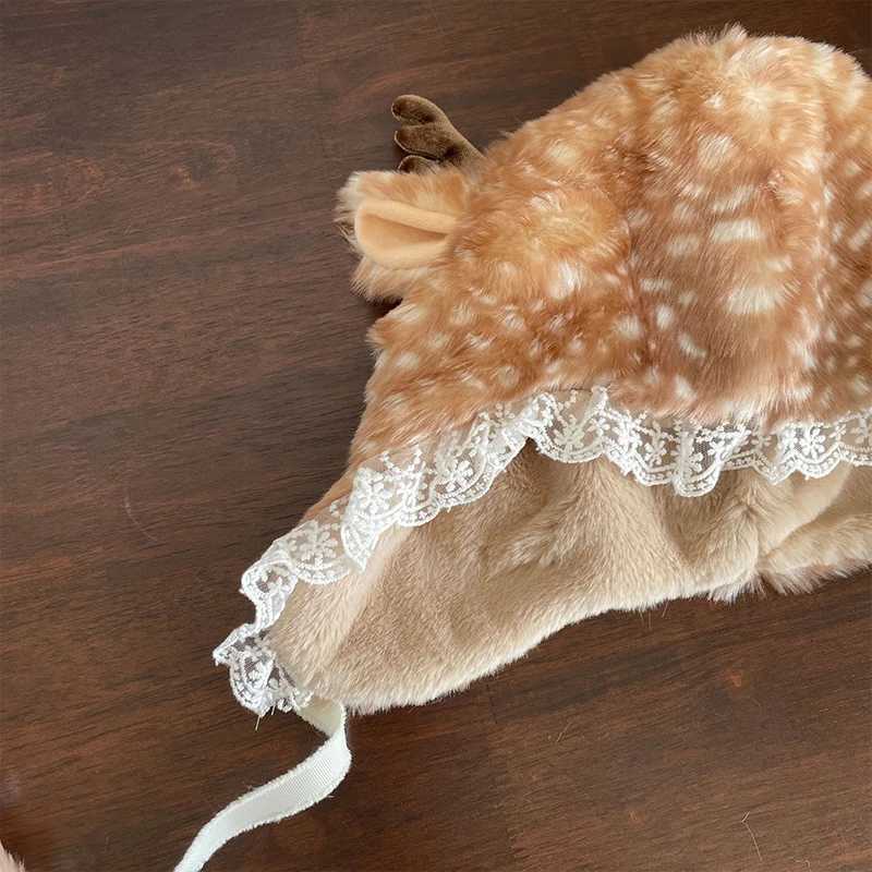 Winter Deer Hat Kaii Lace Plush Reindeer Furry Boots Socks Cover Gothic C Leg Warmers Performance Costume Bomber HatsXJ250910