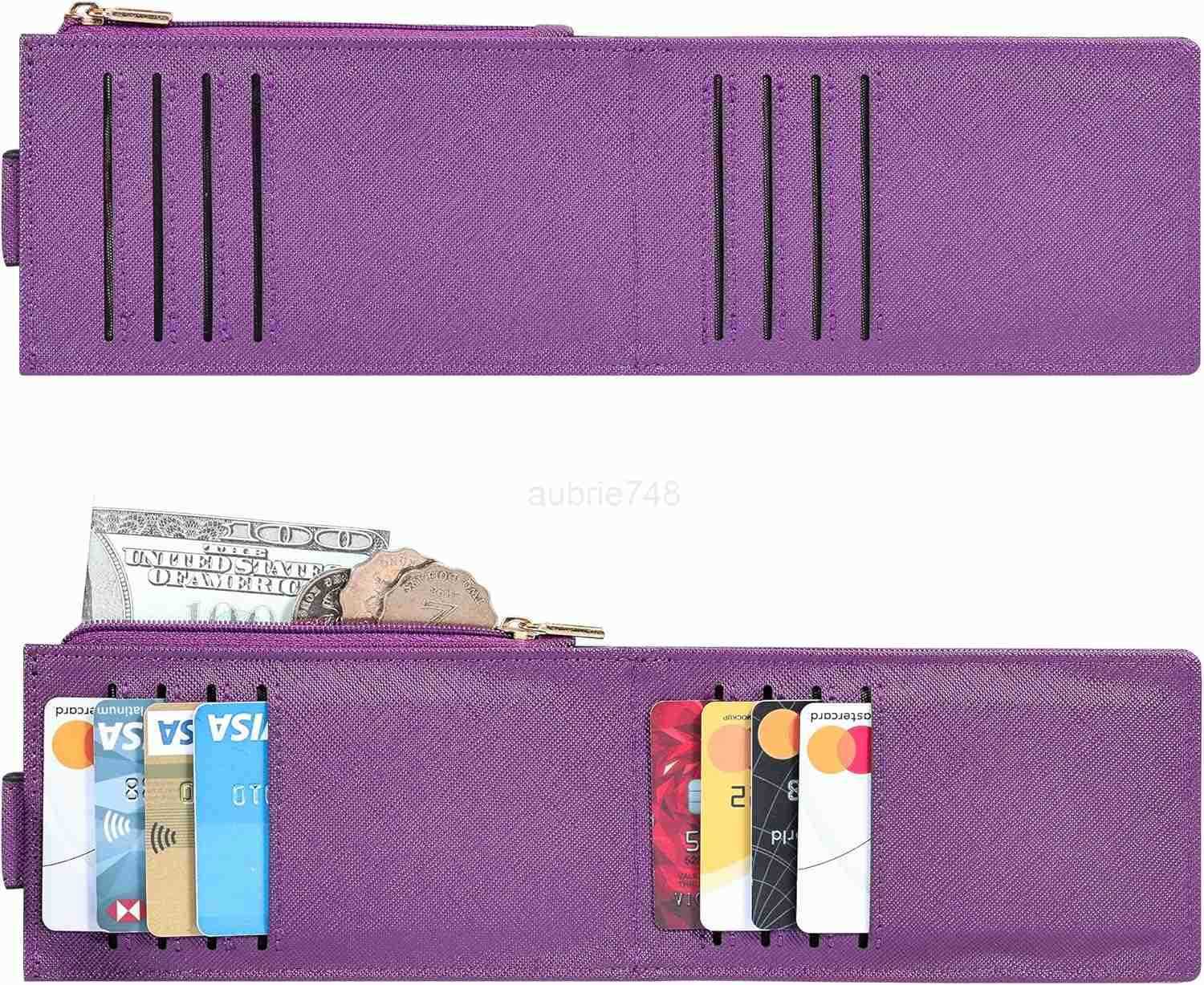 Womens RFID Slim Card Holder Wallet Thin Bifold with MultiCard Case Zipper Coin Pocket Purse Deep PurpleZ250910