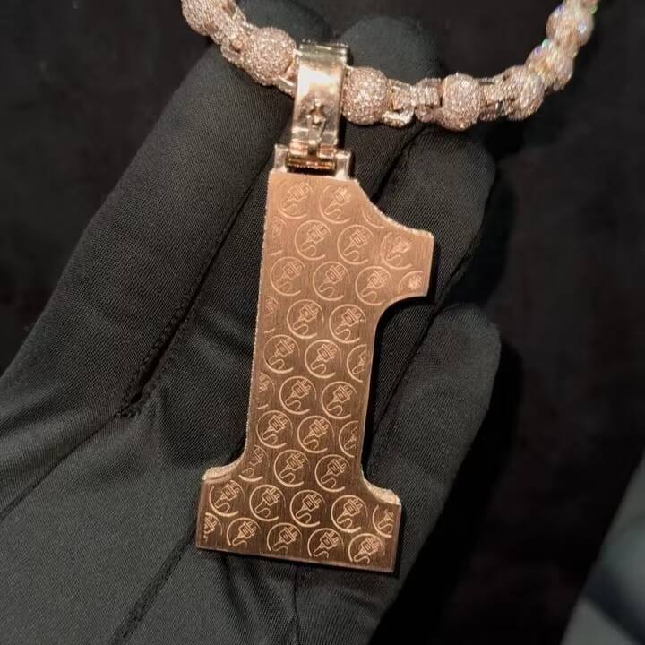 2 Tall Custom Made 10k Solid Rose Gold VVS1 Lab Grown Diamond CVD Custom Made Number Pendant