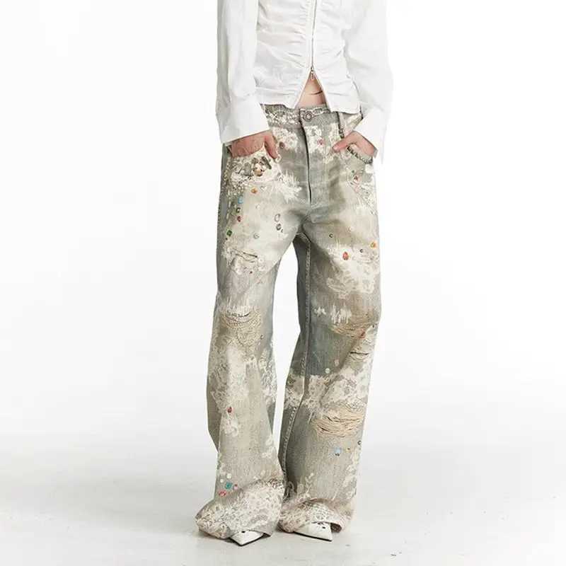 2025 American straight trousers retro old graffiti 3D printed jeans men and women ins high street hip hop street wear Z250910