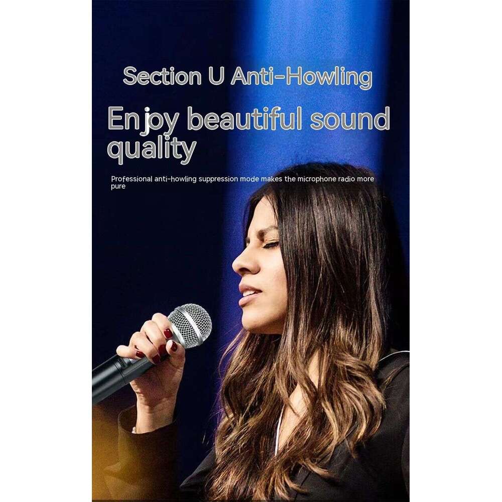 Wireless System UHF Professional Dual Handheld Dynamic Cordless Microphone Set With LCD Display For Party