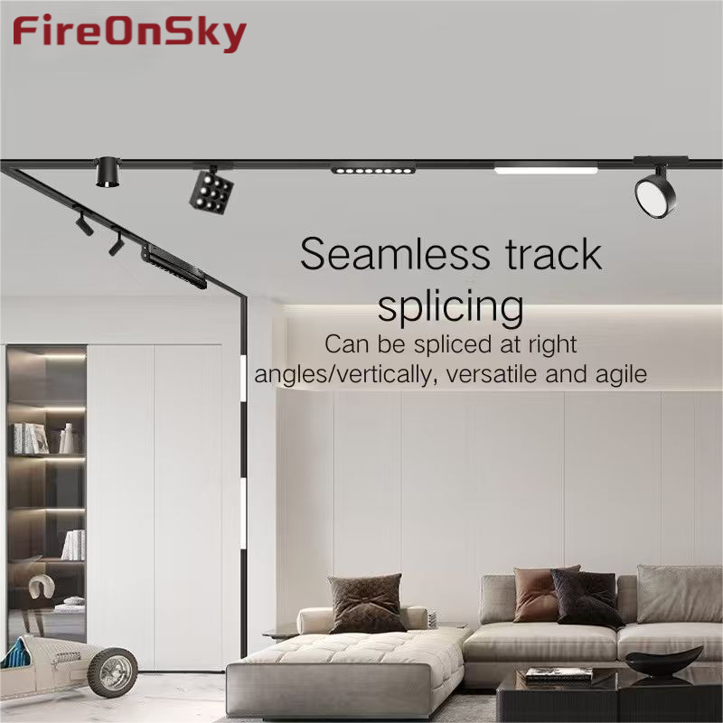 Intelligent Ultra-Thin Magnetic Track Light - Ceiling-Free Surface Mount for Living Room LED Spotlight No Main Light Needed Wide Floodlight Easy Insta
