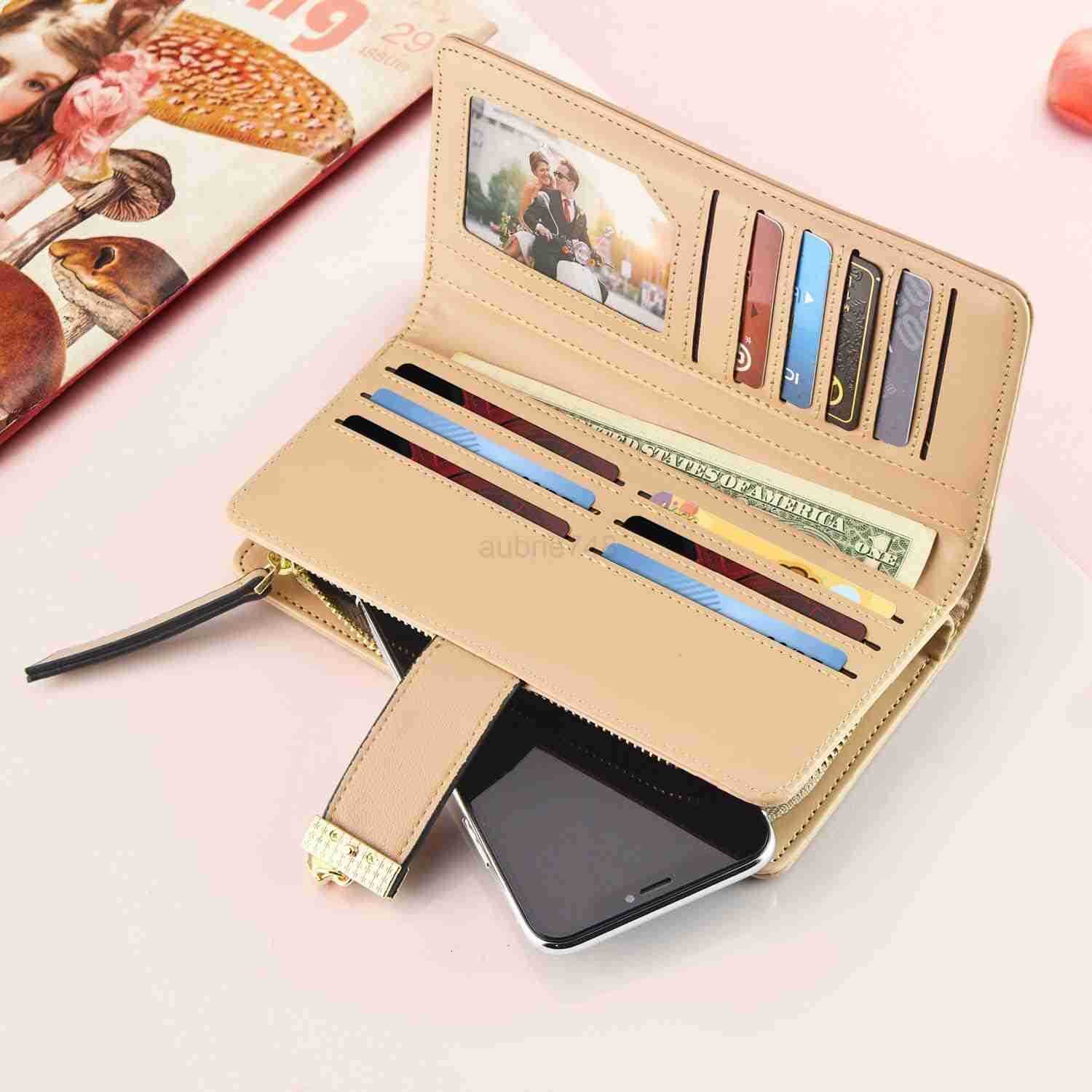 Womens Wallet Women CARD Holder Hollow Leaf Pattern Bifold Leather Lady Long Wallet Purse Zip Birthday Xmas Gifts for Women GirlsBlackZ250910