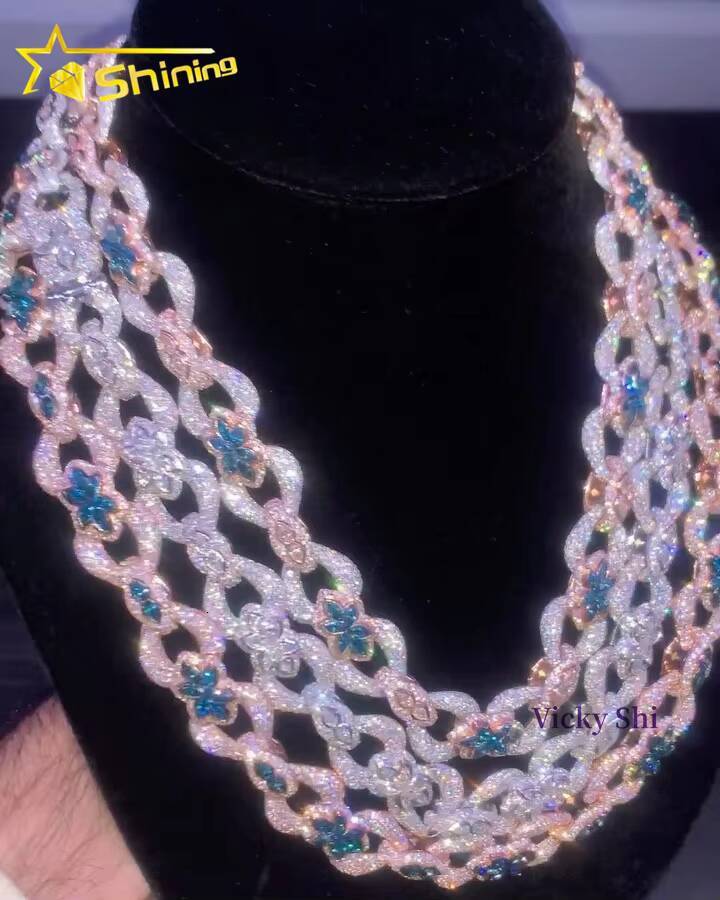 New Design Men Hip Hop Jewelry 925 Solid Silver Iced Out Infinity VVS Moissanite Diamond Cuban Link Chain