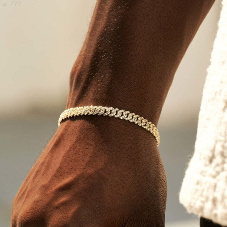 White Gold 925 Sterling Silver VVS Moissanite Diamond Cuban Link Chain Bracelet Iced Out Mossanite Jewelry For Men Women