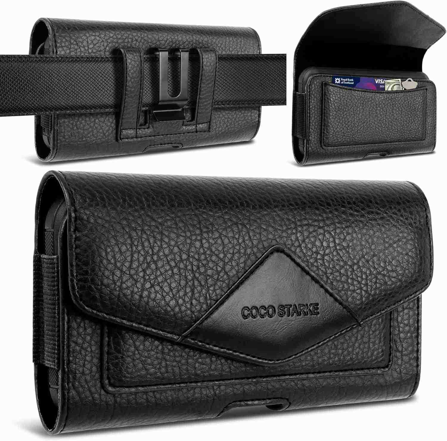 Leather Cell Phone Holster Belt Loop Phone Belt Holder for Men Carrying Phone Pouches Wallet Black for Phone Z250910