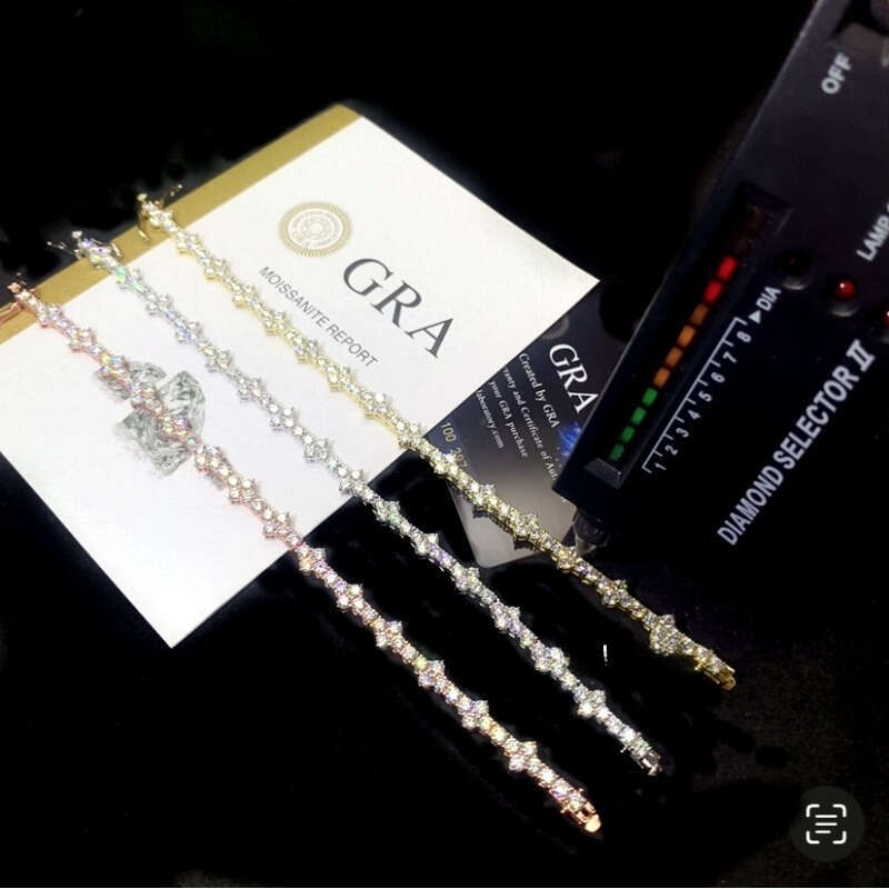 3mm VVS type cross tennis style ice crystal inlaid men's and women's morganite bracelet