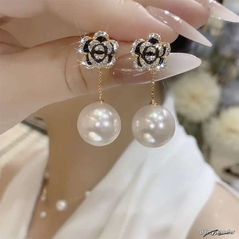 Camellia New Trendy Elegant High-End Feel Two-Way Wear Rose Pearl Earrings Exquisite Versatile Ear Jewelry ddmywonder ddmywonder