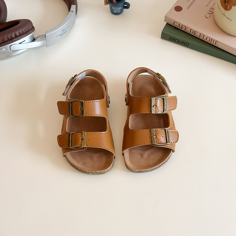 Kids sandal new style spring and summer Hot Sale Boys Girls Comfortable cool sandals Breathable Children Walk Solid Color Minimalism sandals size 21-3