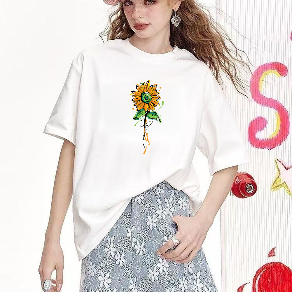 Fashion Versatile Printed Short-Sleeve Top - High-Quality Heavyweight Pure Cotton Tee (260g) 202509091006