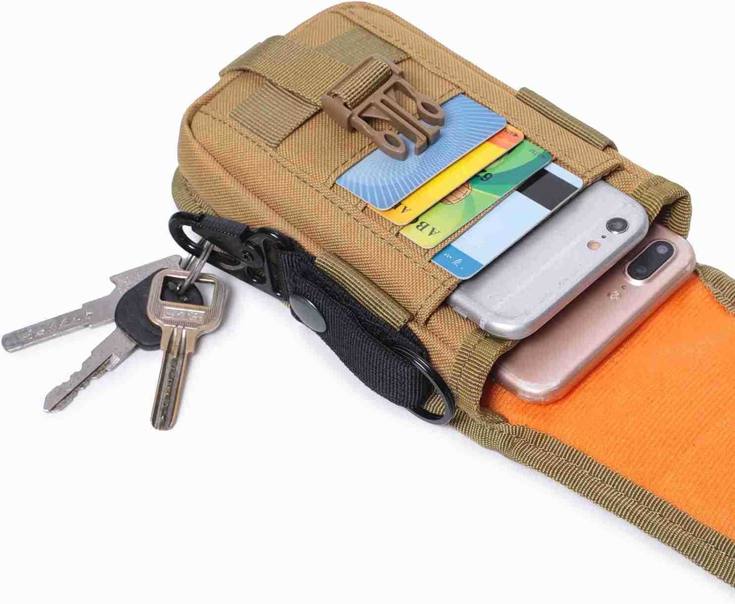 Tactical Molle Phone Pouch EDC Cellphone Holder Smartphone Case Organizer Bag with US Flag Patch Molle Key RingW250910