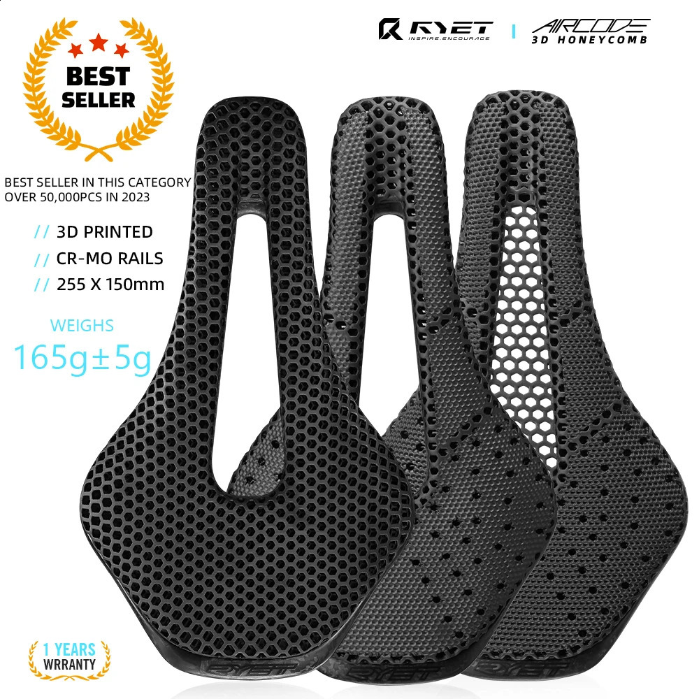 RYET 3D Printed Bike Saddle Ultralight Carbon Fiber Hollow Comfortable Breathable MTB Gravel Road Bicycle Cycling Seating Parts 250909