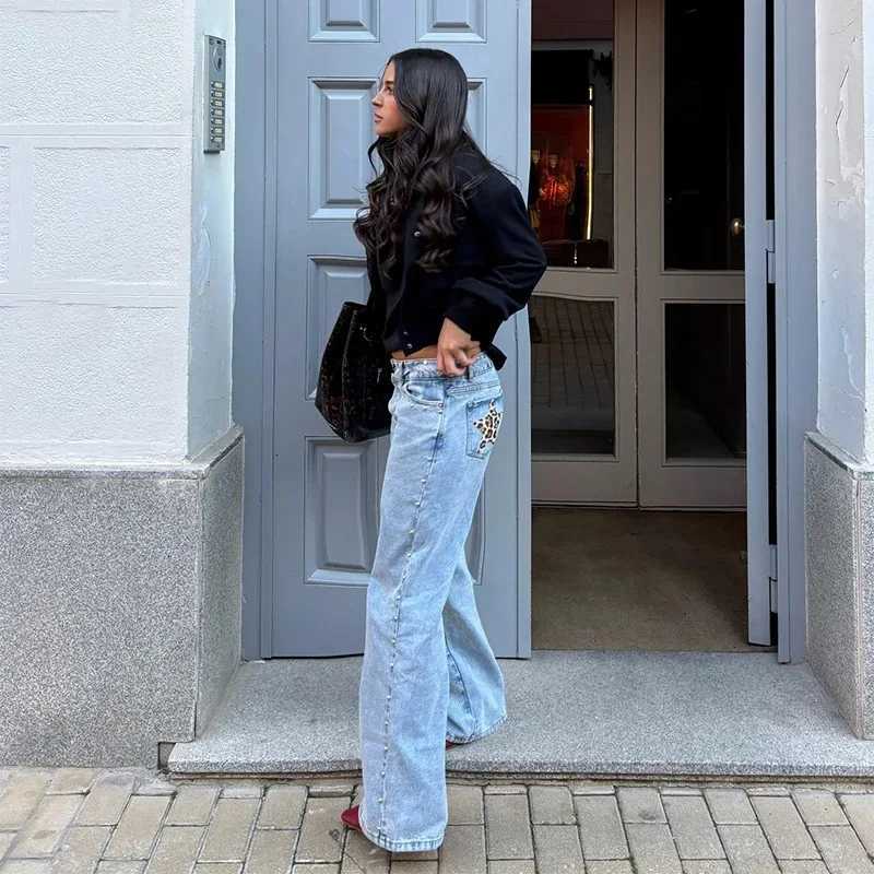 Vintage Splicing Baggy Jeans Women Clothing Street Harajuku Hip Hop High Waited Jeans Woman Casual Wideleg Women Jeans Pants Z250910