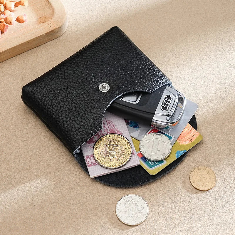 Custom Letters Fashion Women Short Wallet Genuine Leather Double Wallet Small Coin Purse Mini Credit Card Holder Key Storage Bag250906