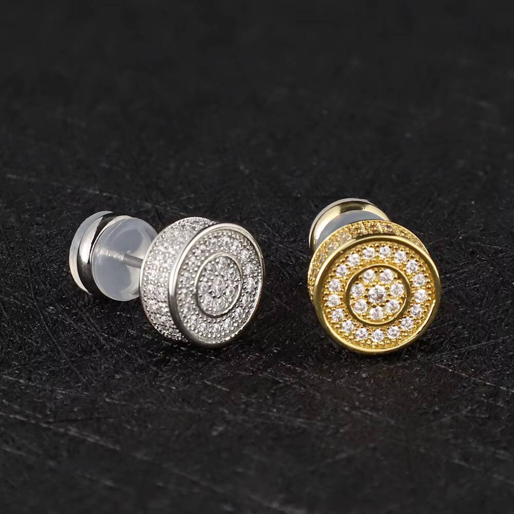 Cities Jewelry Wholesale18k Gold Plated 925 Sterling Silver 5a Cz Diamond Mens Earring Stud Earrings for Men