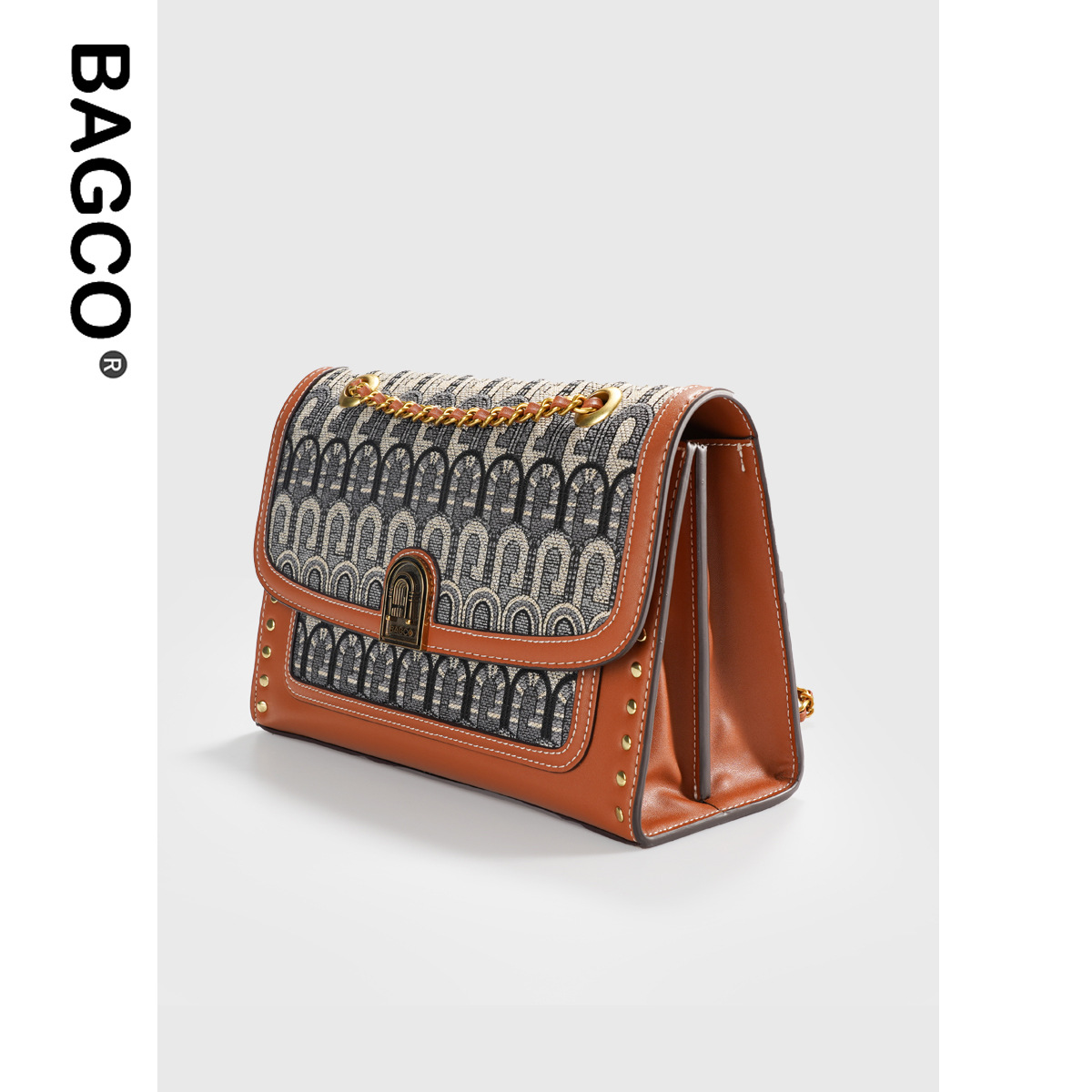 G-shaped jacquard fabric crossbody shoulder bag2025