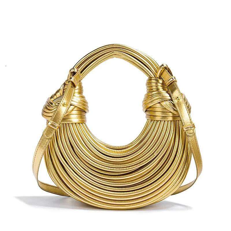 Designer Bags Fashionable Cross-Border Women's Handbag Hand-Woven Striped Bread Knotted Dumpling Cloud Hand-Held Slant Crossbody Bag Hot Selling