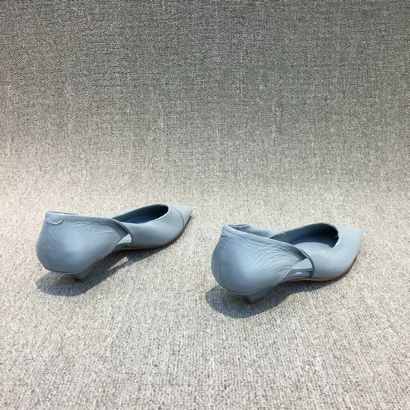 Shoes for Woman 2024 Comfortable Womens Summer Footwear Moccasins Blue Low Heel Elegant Pointed Toe High Quality Popular Young W250910
