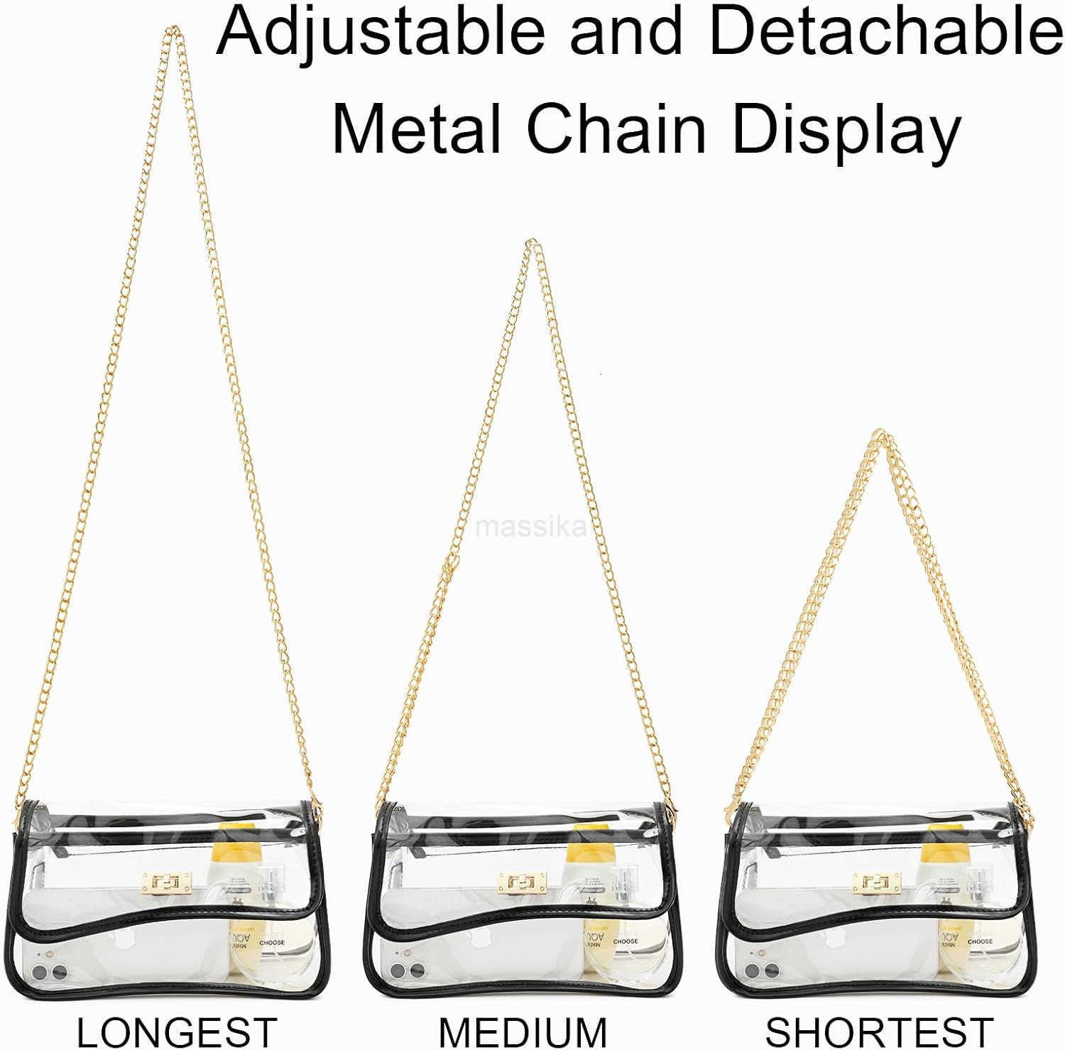 Clear Bag Stadium Event Concert Approved Transparent Clear Crossbody Purse Shoulder Bag for Women M250910