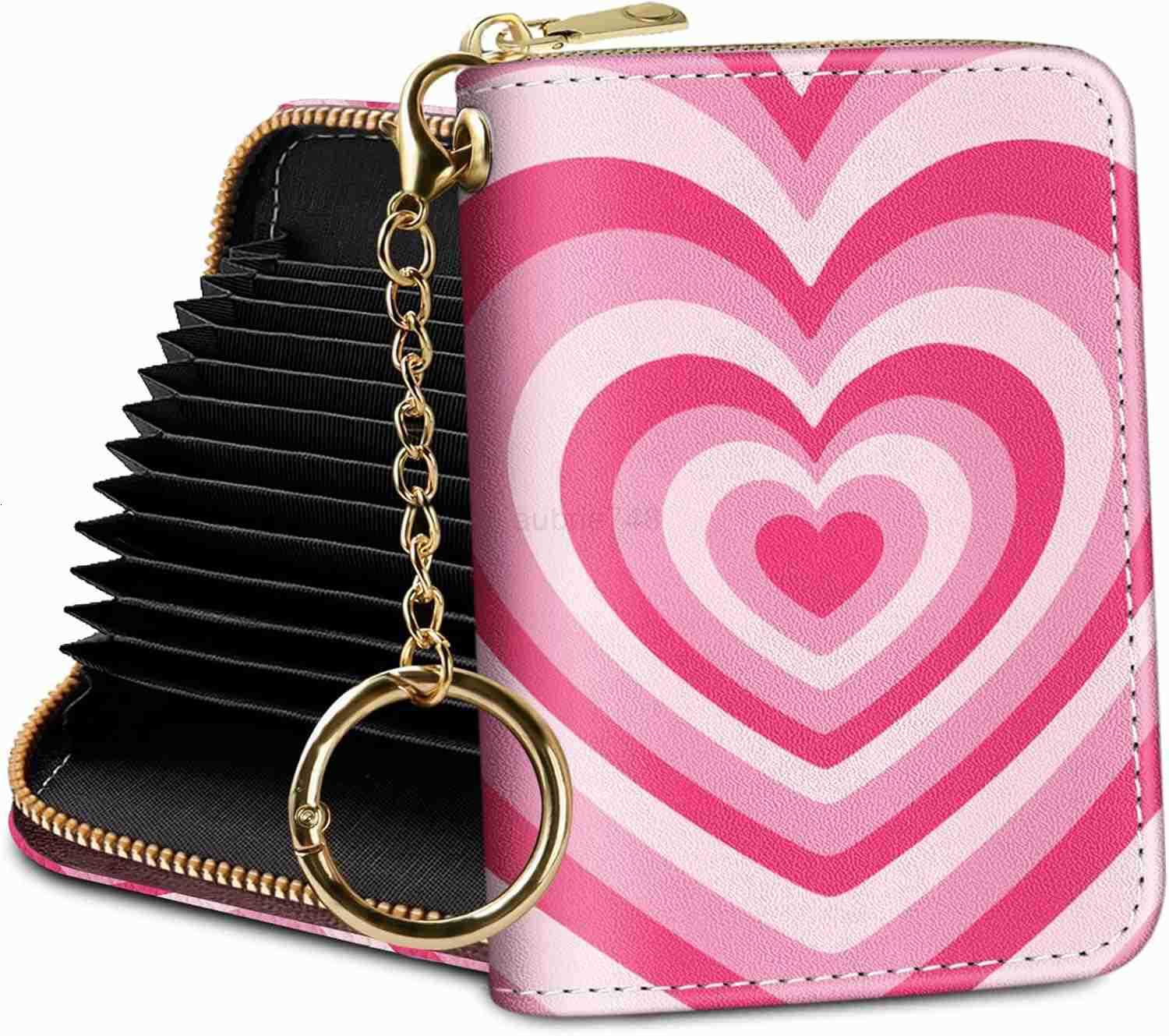 CARD Holder RFID Wallet Small Card Holder Wallet for Women with Keychain Zipper Funny Leather Print CARD Wallets Accordion GiftZ250910
