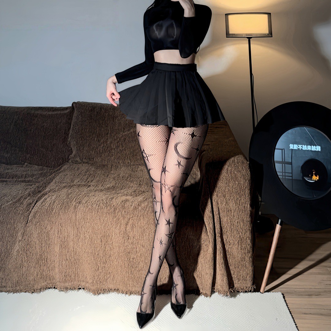 Design Socks For Women Sexy moon Stockings Women Socks Sexy Black Thigh Stockings Long Knee High Nightclubs Pantyhose hollow stockings T9054