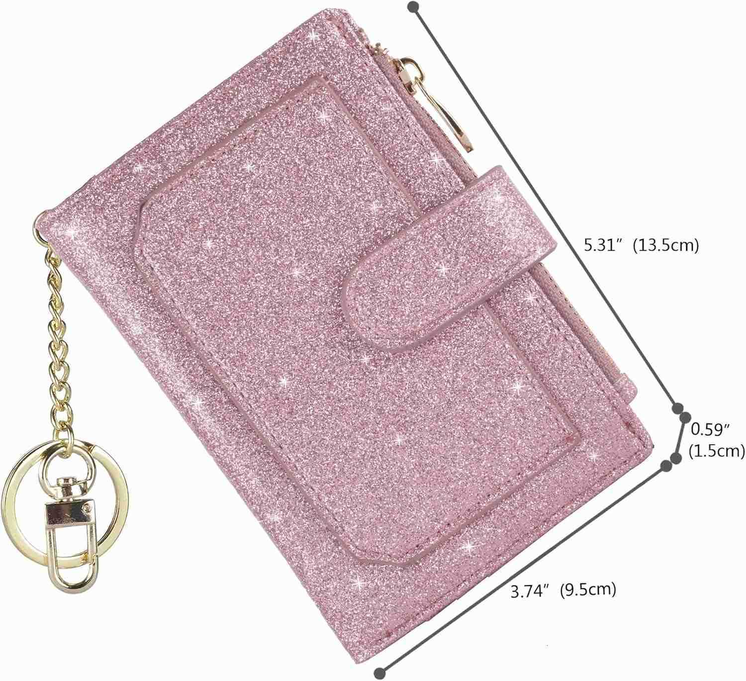 Womens Wallets RFID Small Compact Bifold Leather Card Holder Zip PocketZ250910