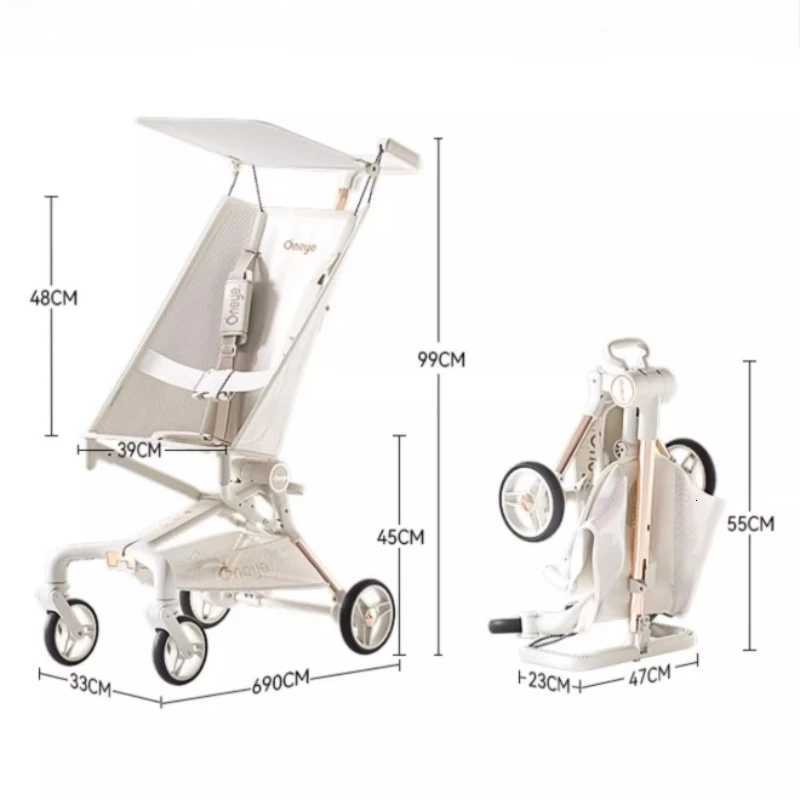 Lightweight Baby Stroller Portable Outdoor Travel Baby Stroller Foldable Shockabsorbing Fourwheel Baby Stroller with Sunshade W250910