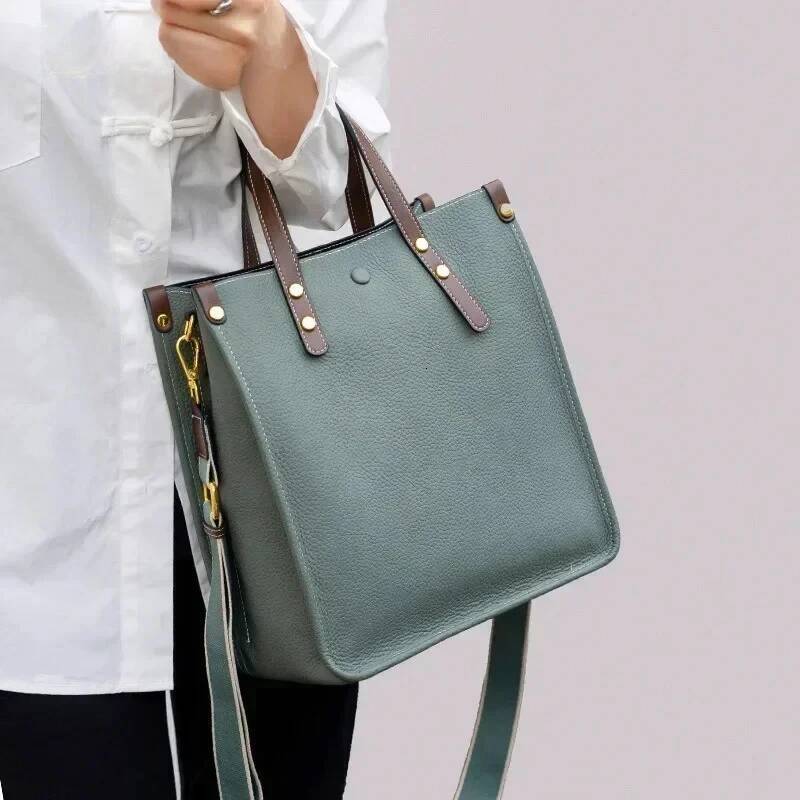 Women Retro Cow Genuine Leather Shoulder Bag Female Designer Handbag Lady Cowhide Commuting Large Capacity Crossbody Bags high-quality