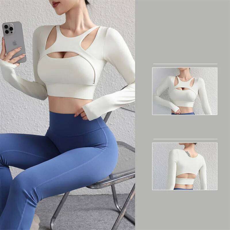 TRY TO BN Sports Coat Yoga Women Long Sleeve Hollow Beauty Back Fiess Jacket Sportswear Workout Training Running Gym Clothing