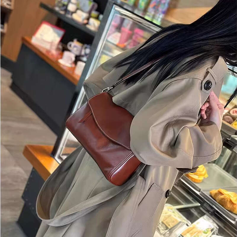 Women's Genuine Leather New Casual Underarm Cowhide Crossbody Versatile Shoulder Bag High-end Feel