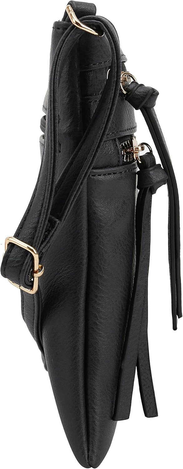 Crossbody Purse Bag Shoulder Bag Multi Pocket Zipper Purse Black M250910