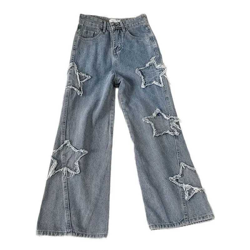 Street Star Jeans Womens Design Sense Niche Embroidery Loose High Waist Straight Trousers Tide 2025 Spring And Summer New Fashi Z250910