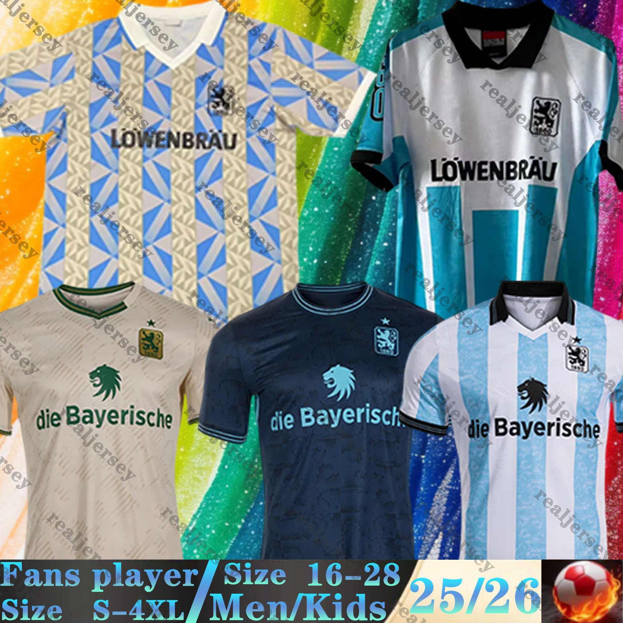 25 26 TSV 1860 Munchens Soccer Jerseys Retro1992 96 NIEDERLECHNER HAUGEN STEINKOTTER CHRISTIANSEN Men uniforms WOLFRAM JACOBSEN VERLAAT 2025 2026 football shirts