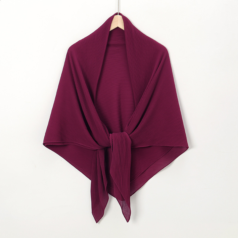 Plain Oversized Crinkle Square Bubble Chiffon Instant Hijab Womens Head Shawl Scarf Muslim Wrinkle Kerchief Solid Ramadan Stole 241218