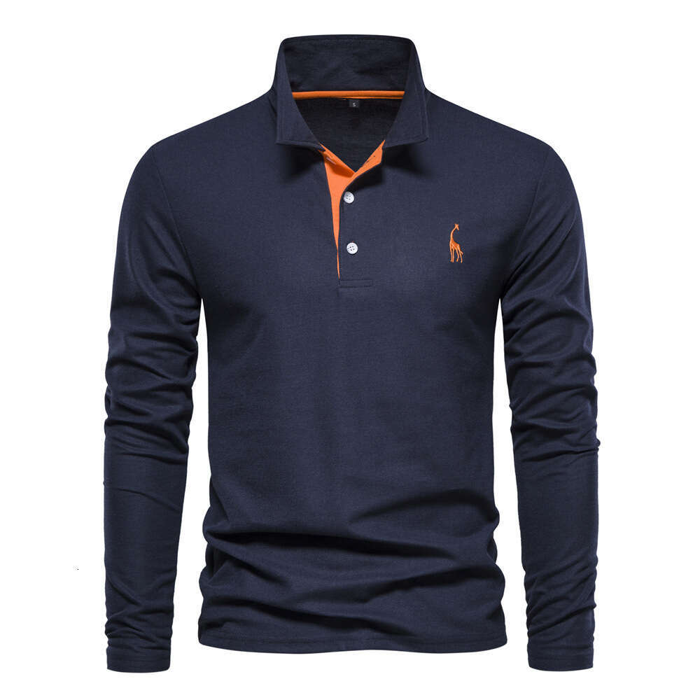 2024 Spring and Autumn New Cotton Polo Shirt Fashion Casual Men's Deer Embroidered Long Sleeve Wholesale Spot