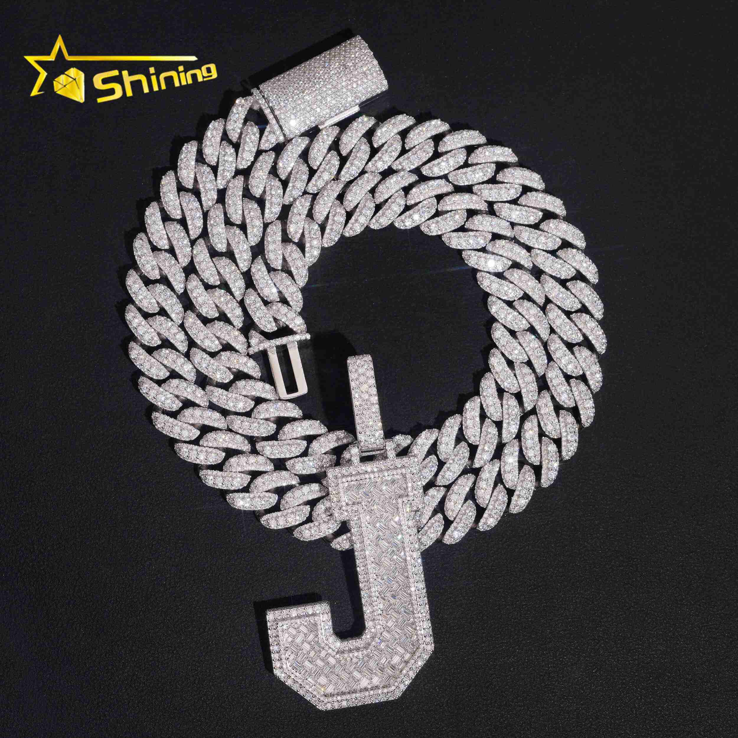 Fine Jewelry Pass Diamond Tester Customized Luxury Jewelry 925 Silver White Gold Iced Out VVS Moissanite Letter Initial Pendant