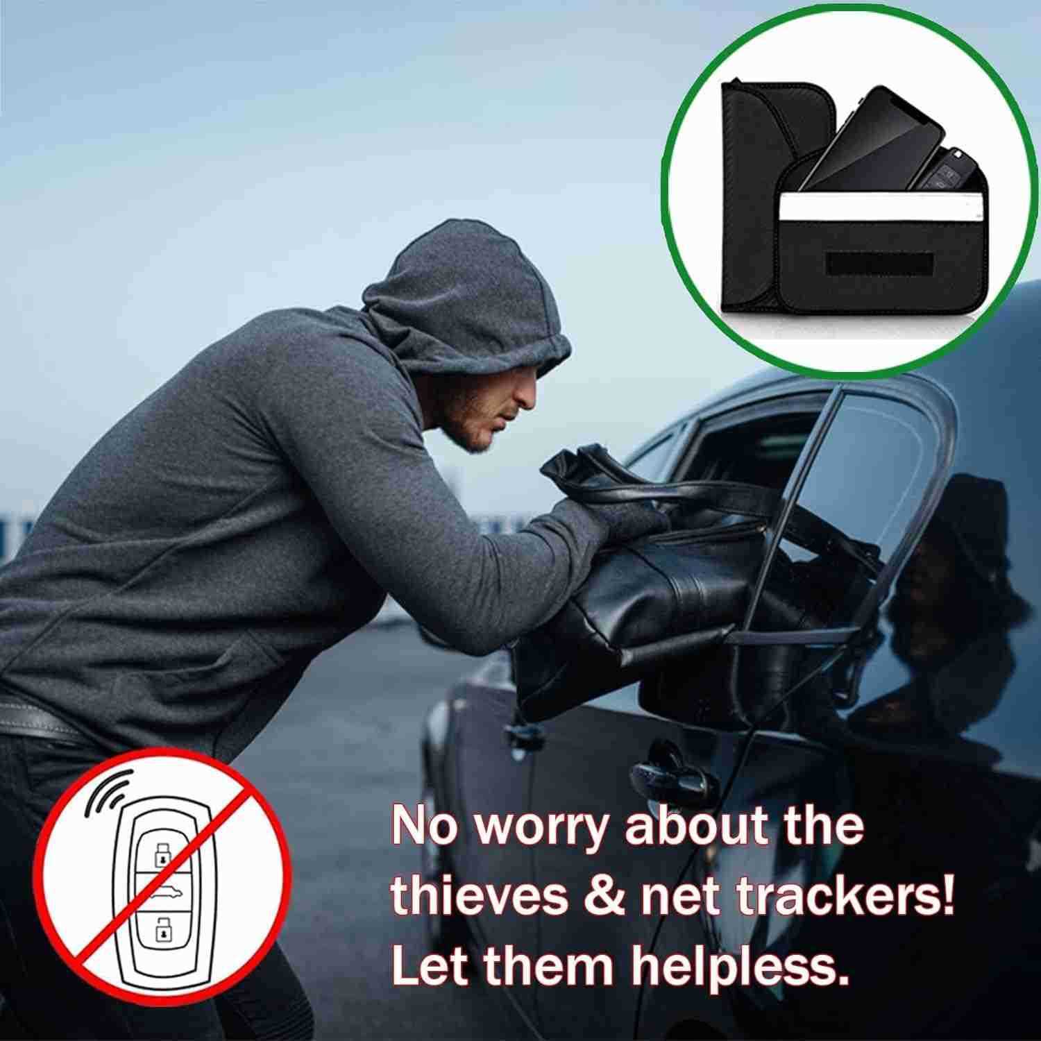 4 Pack Faraday Bags for Car Keys and Cell Phone Signal Blocking Key Pouch Wallet AntiTracking Anti Theft Car Protection Cell Phone Signal Jammer WiFiG