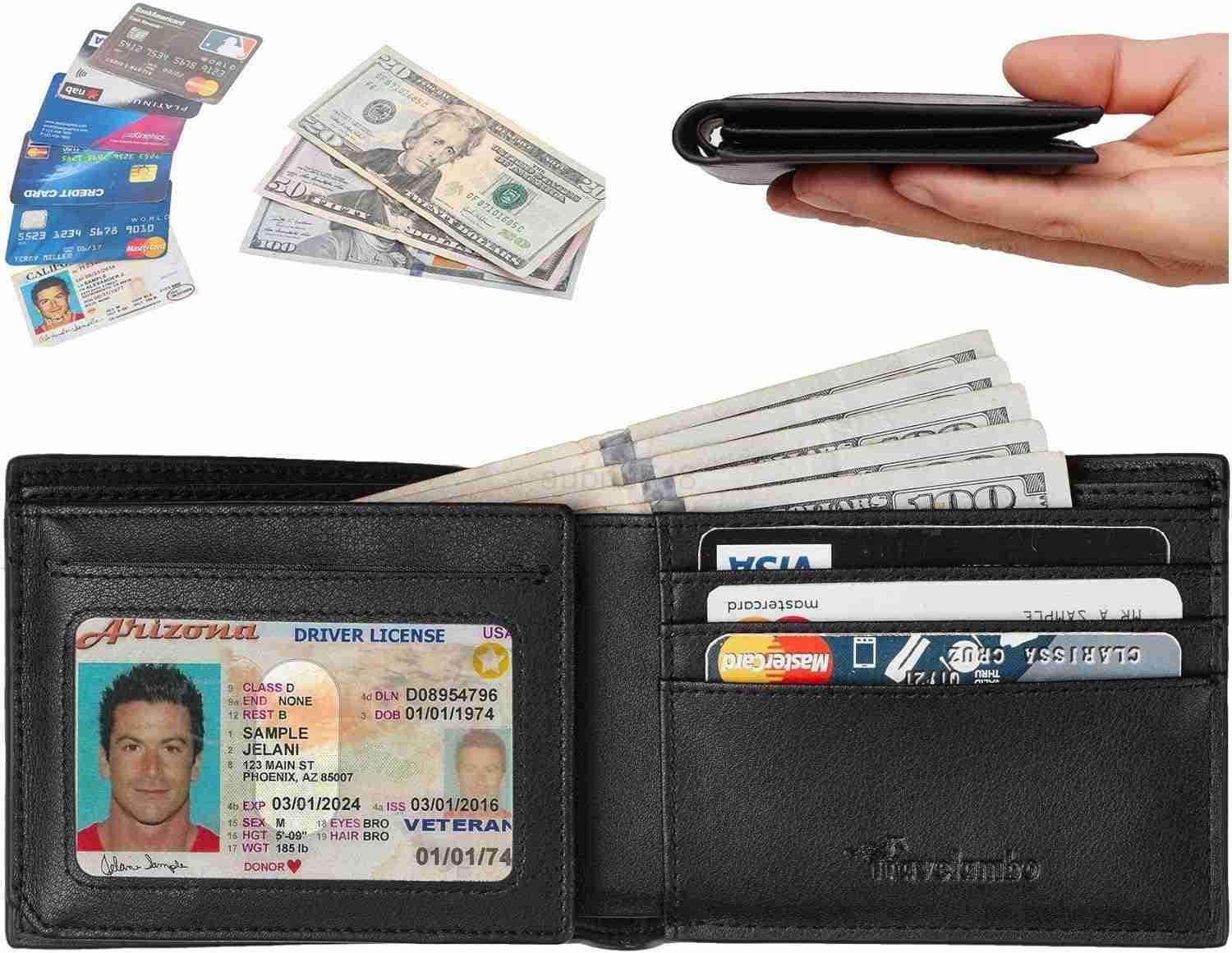 Wallet for Men Trifold RFID Blocking Mens Wallet 12 CARD Holder Minimalist Front Pocket Leather Slim Wallet with ID WindowZ250910