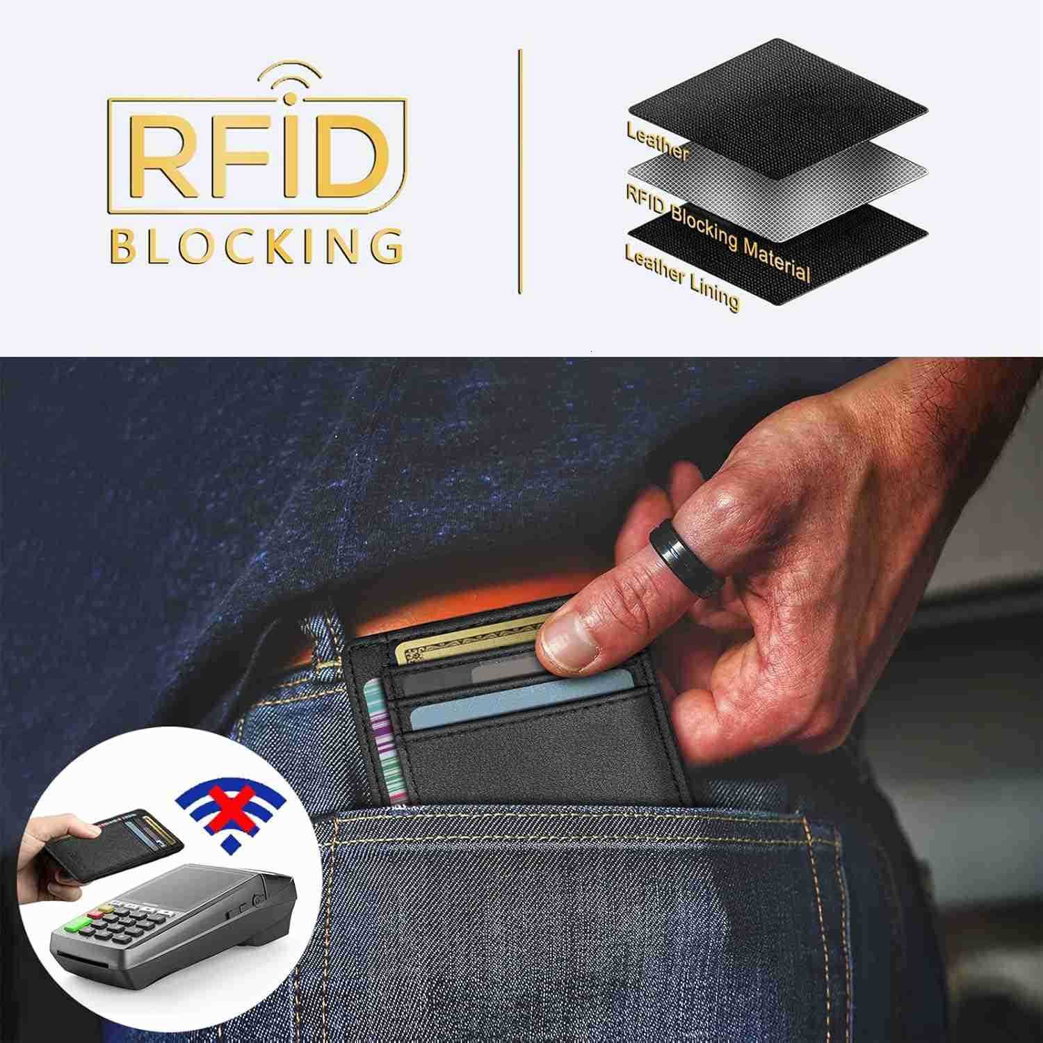 Front Pocket Minimalist Leather Slim Wallet RFID Blocking Medium SizeZ250910