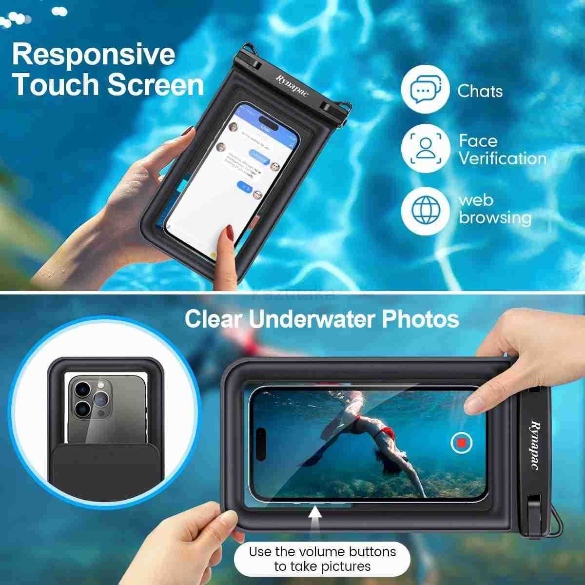 Up to 85 Waterproof Phone Pouch Floating Double Bags Waterproof Phone Case with Lanyard for iPhone 16 15 Pro Max S25 S24 Ultra IPX8 Cellphone Dry Bag 