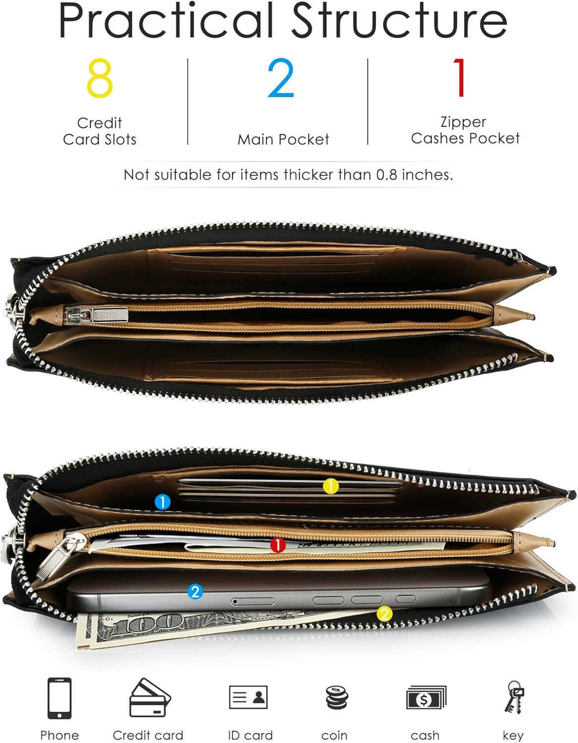 Small Leather Wristlet Purses for Women Womens Clutch Handbags Wallet Cell Phone Purse Pouch Bags with Card SlotsW250910