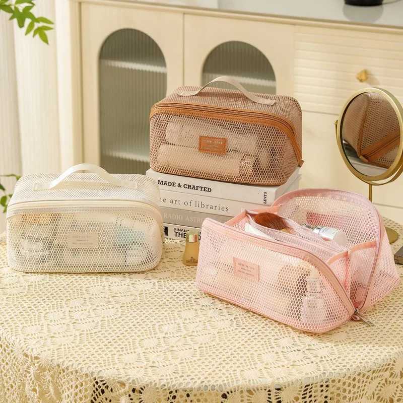 Simple Cosmetics Storage Bag For Women Largecapacity Waterproof Travel Portable Toiletries Storage Package Mesh Zipper BagXJ250910