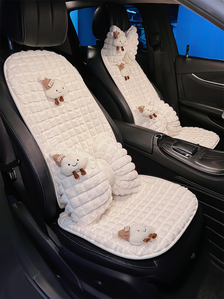 Car Seat Cushion Winter Plush Puff Cute Ladies Light Luxury Highend Warm Heating Rear Seat Cushion 250910