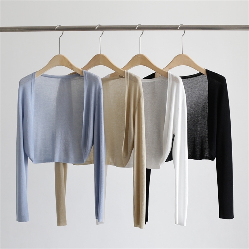 Sun Protection Knit Cardigan Womens Thin Coat Ice Silk Outerwear Coverup Shawl Air Conditioning Shirt Summer y250909