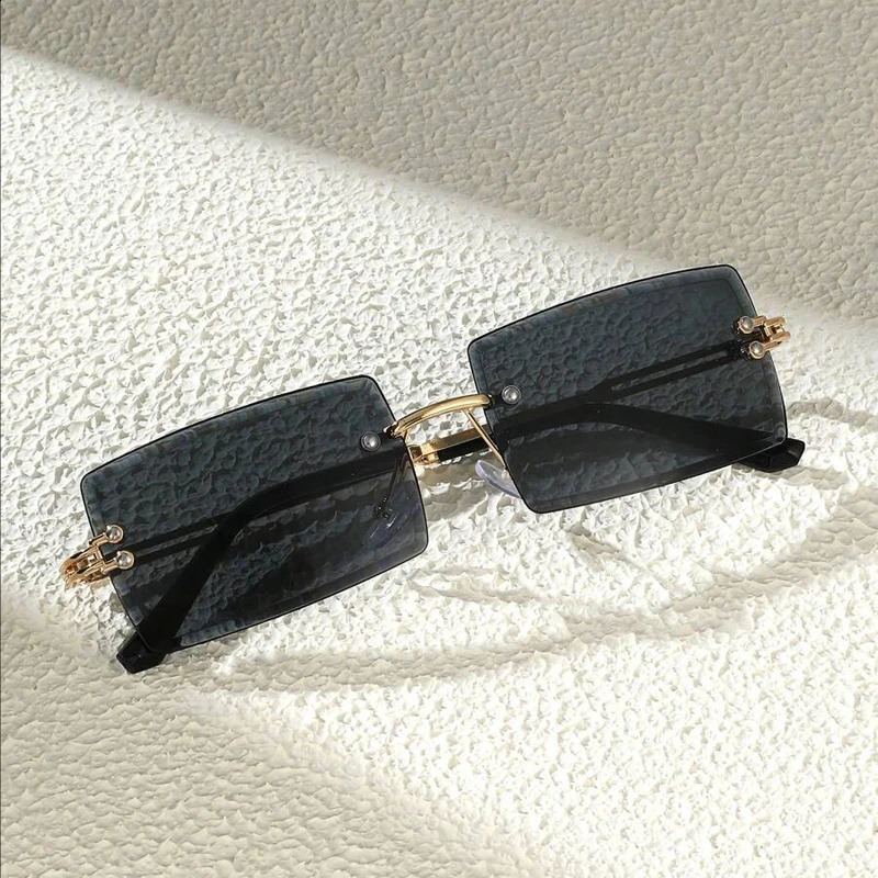 3pcs Mens Frameless Rectangle Sunglasses Classic Fashion Eyewear For Daily Life And Outdoor Travel Beach250909