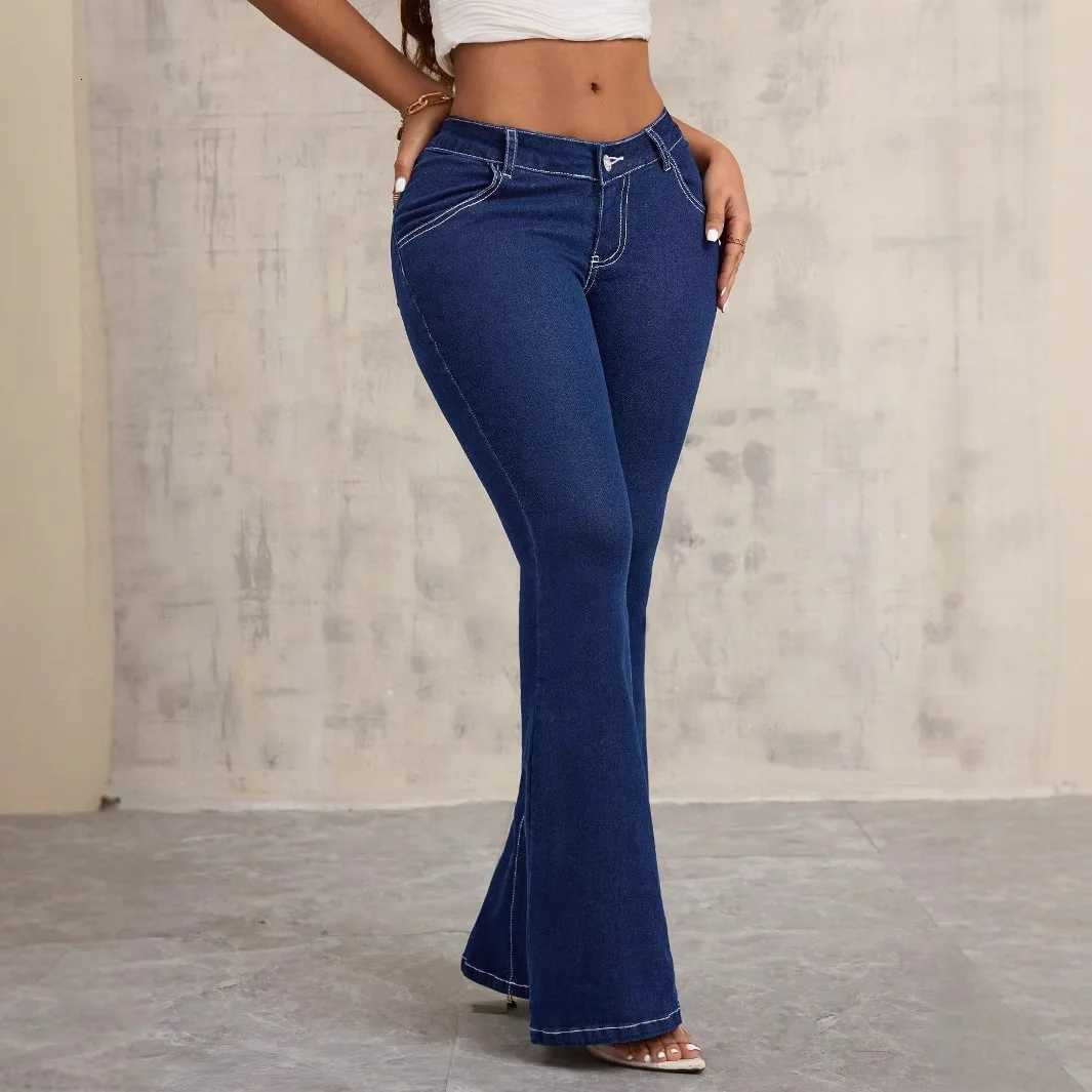 Flare Pants Jeans Women Boot Cut Low Waist Stretch Washed Distressed Pockets Female Vintage Trousers 2025 Streetwear Denims Z250910