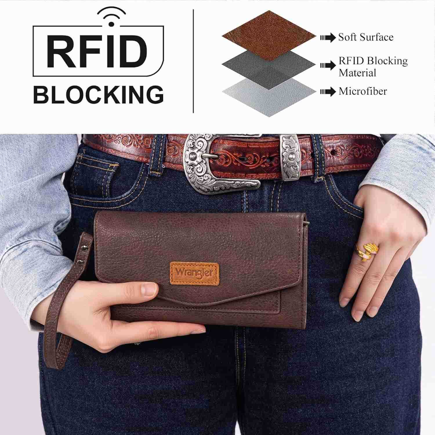 Womens Wallets Large Wristlet for Woman Ladies Female Trifold Cash Wallet with Wrist Strap and Rfid LiningZ250910
